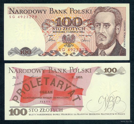 Польша, 100 злотых 1986 год, UNC