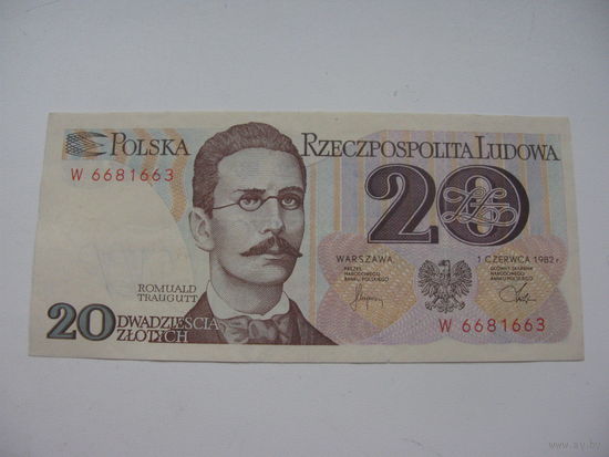 Польша 20  злотых 1982  ( в серии 1 буква )