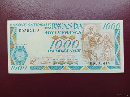 Руанда 1000 франков 1988 UNC