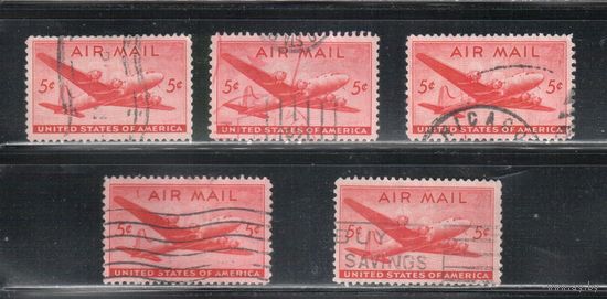 США-1946, (Мих.549), гаш.  , Авиапочта Авиация, самолет "Дуглас",  (одиночка), цена за 1 м на выбор