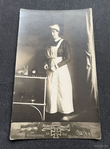Памятная открытка 1 Мировая война / Медсестра госпиталь / Железный крест / С нами Бог !
