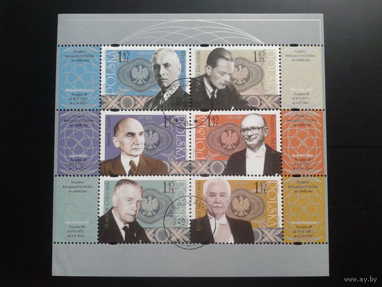 Польша, 2008, Президенты Польши,  блок, Mi-7,2 евро гаш.