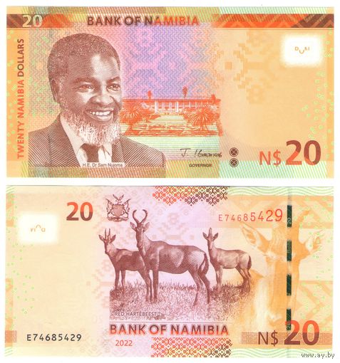 Намибия 20 долларов 2022 год UNC