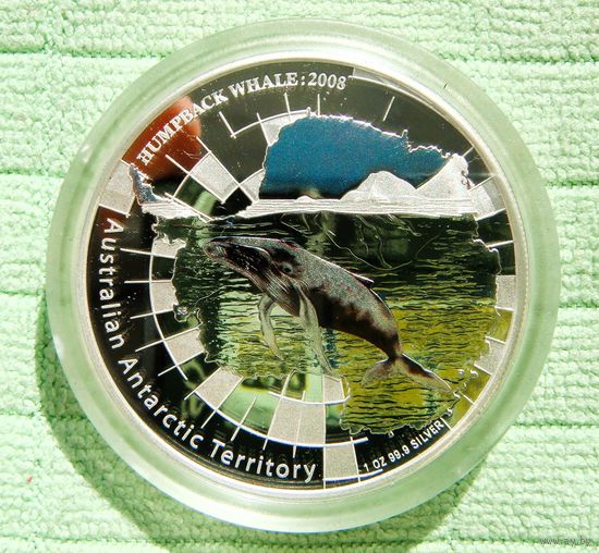 1 доллар 2008 Австралия Австралийские антарктические территории Станция HUMPBACK 2008 Горбатый кит Серебро 999