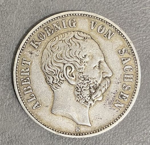 Монета 5 марок 1901 год. Саксония. Германская империя.
