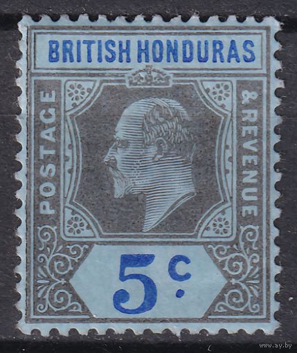 3.BrK. Великобритания. Колонии. Британский Гондурас. Эдуард VII. Стандарт. 1902 г. 5С. Mi.#52.