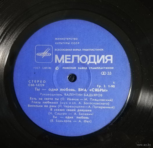 Сябры, Ты Одна Любовь, LP 1981
