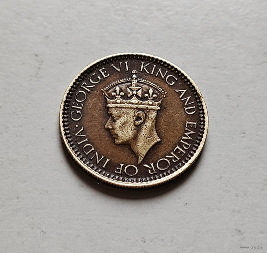 25 центов 1943г.,  Георг VI, Цейлон, лот ин-1,2