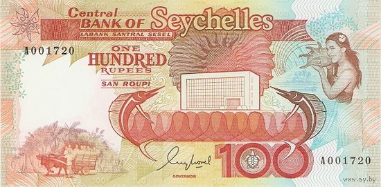 Сейшельские острова(Сейшелы) 100 рупий образца 1989 года UNC p35
