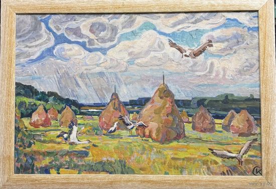 Катков С.П "Лето", 1960 год. Холст, масло. Размер с рамой 64,5х45,5 см.