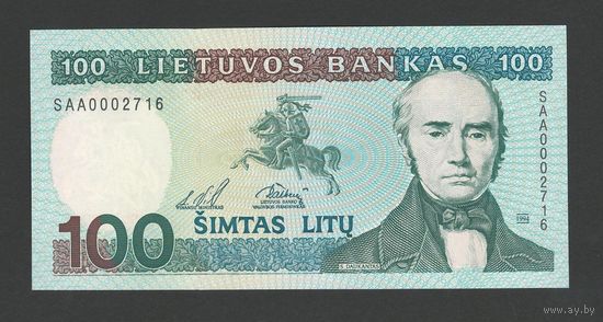 Литва 100 лит 1994 года. Тип P-50b. Состояние UNC!