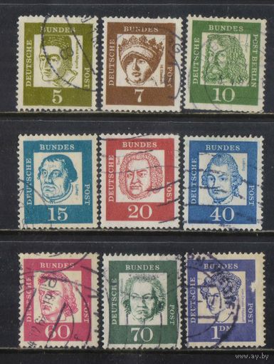Германия ФРГ 1961-4 Известные немцы Стандарт #347-8,350-2,355,357-8,361