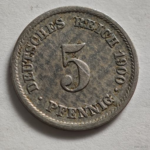 1900 год Германия 5 пфеннигов