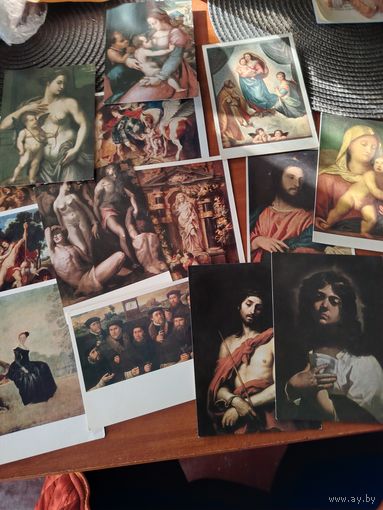 Открытки живопись. 14 штук. Из разных наборов ./Д
