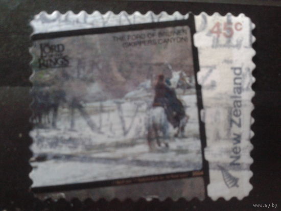 Новая Зеландия 2004 Зимний ландшафт, всадник