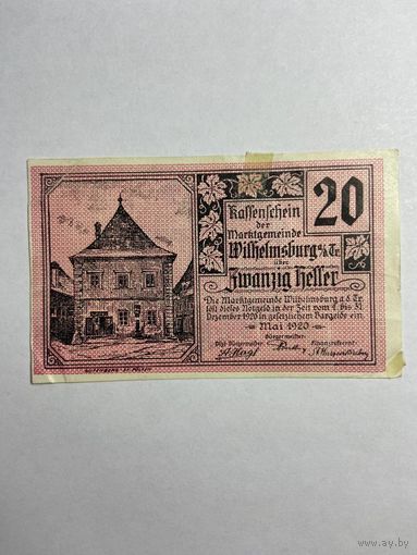 20 геллеров (нотгельды) 1921 г. Австрия.-0812