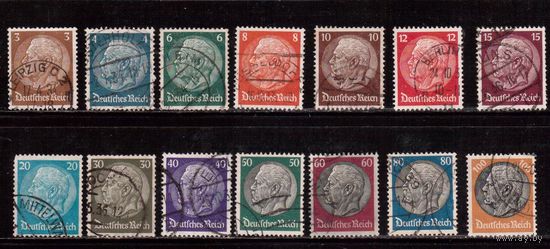 Германия(Рейх)-1933,(Мих.482-495)   гаш. , ВЗ 2,  Стандарт,  Гинденбург, (полная серия)(кат.=70 е)