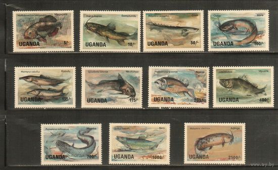 Уганда-1985(Мих.412-422) , ** ,  Морская фауна, Рыбы (полная серия)