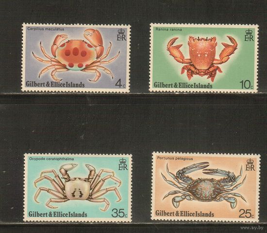 Гилберт и Эллис-1975 (Мих.232-235) , ** , Морская фауна,Крабы  (полная серия)