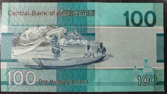 Гамбия 100 даласи 2023 год UNC (Коронованный журавль)