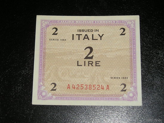 Италия, Союзная Оккупация 2 Лиры 1943 AUNC, не частая