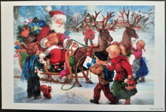 Санта Клаус и Рождественские олени. Россия.