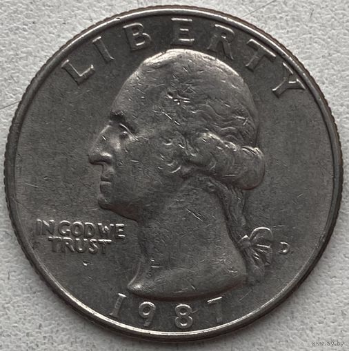США 25 центов (квотер) 1987 г. D