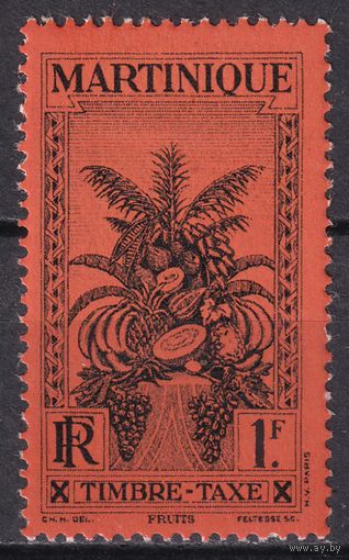 55.FrK. Франция. Колонии. Мартиника. Доплатные марки. Фрукты. 1933 г. 1 Fr.  Mi.#20.