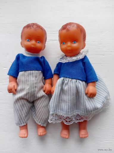 Пупсики. Из 90-х. Миниатюрные куклы. 11 см. Пара одним лотом