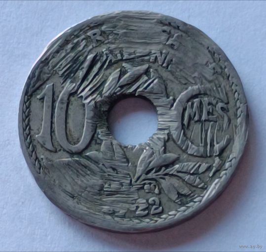 Франция.10 сантимов 1922 года