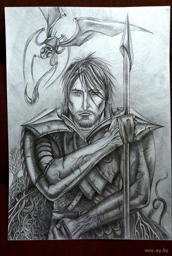 Рисунок карандашом. Воин. А3