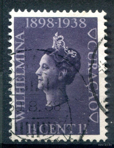 Нидерландские колонии - Кюрасао - 1938г. - 40 лет правления королевы Вильгельмины, 1 1/2 с - 1 марка - гашёная [Mi 160]. #3-WB-101-A-1