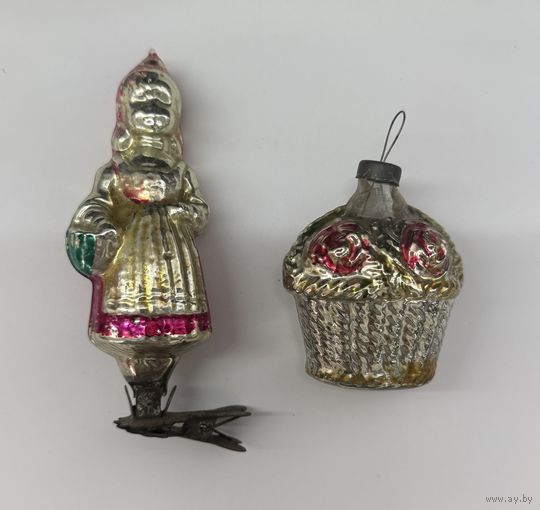 Ёлочная игрушка Красная Шапочка корзинка СССР цена за всё