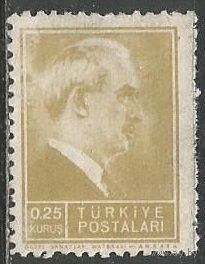 Турция. Мустафа И.Инёню. Второй Президент. 1942г. Mi#1134.