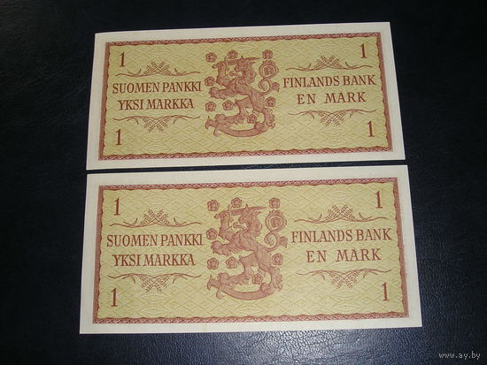 Финляндия, 1 Марка 1963 х 2 номера подряд