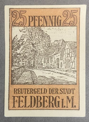 Нотгельд Фельдберг 25 пфеннигов 1921 год. Веймарская республика