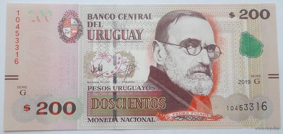 Уругвай 200 песо 2019 года UNC