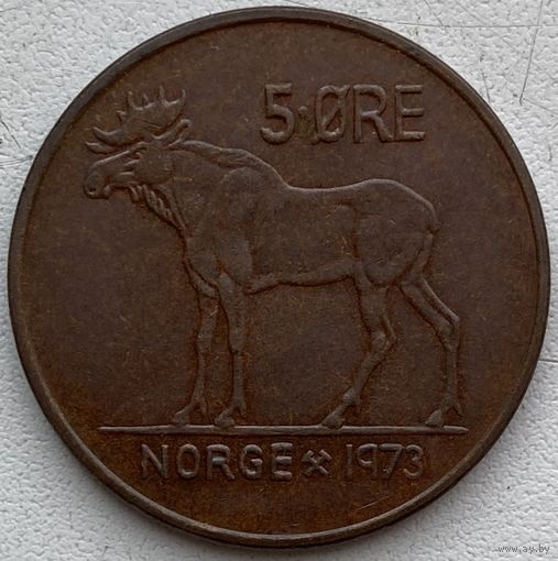 Норвегия 5 эре 1973 г. Лось