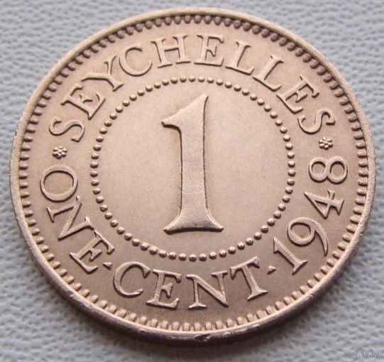 Сейшельские острова - Сейшелы /Seychelle/  1 цент 1948 года  KM#5  Тираж: 300.000 шт