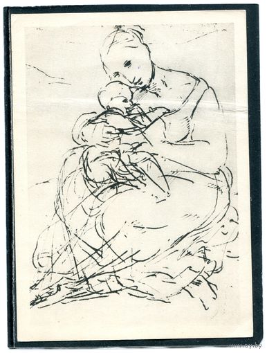Рафаэль. Мадонна. Рисунок пером. Изд.1963