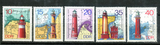 ГДР - 1974г. - Маяки - 5 марок - полная серия, MNH [Mi 1953-1957]. #O-Se-Z-1-35