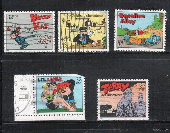 США-1995 (Мих.2656-) , гаш. ,Комиксы, 5 марок