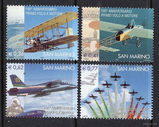 Сан-Марино 2003 **  100 лет первого полёта братьев Райт Авиация самолет
