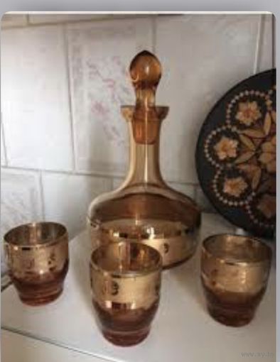 Набор для водки винтаж коньячное стекло Графин и 3 рюмки  Уточняйте наличие до выкупа лота