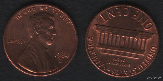 США km201b 1 цент 1984 год (D) (_5 ТОРГ ЛЮБОЙ