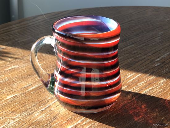 Чашка цветное стекло 10х9см винтаж