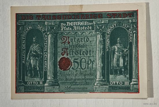 1921 год 50 пфеннигов  Германия