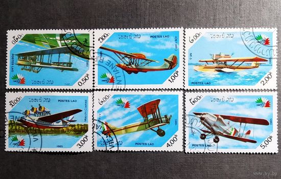 Марки Лаос 1985 год Авиация