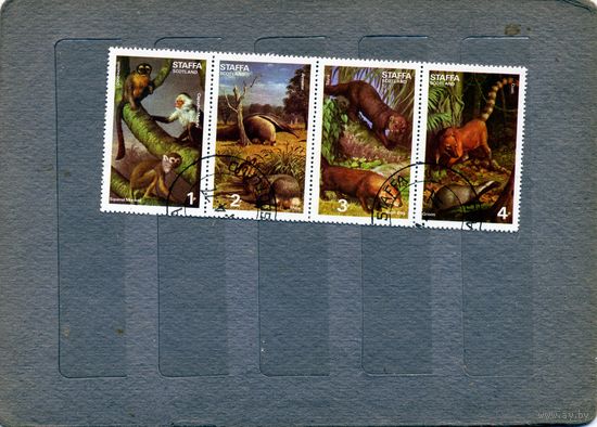 ШОТЛАНДИЯ, (СТАФФА), 1977, ФАУНА   серия 4м В СЦЕПКЕ,  гашен