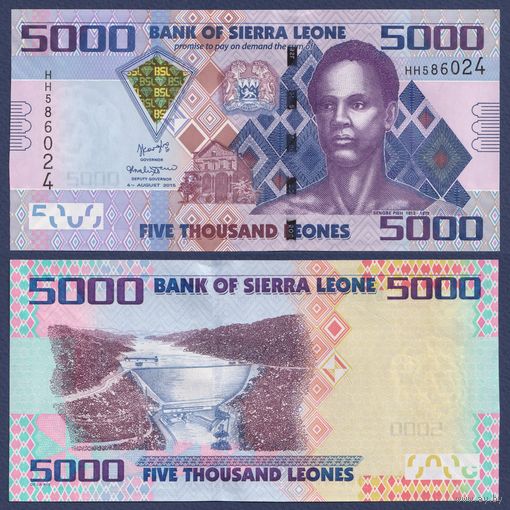 Сьерра-Леоне, 5000 леоне 2015 г, P-32с (HH, лидер восстания Сенгбе Пье), UNC